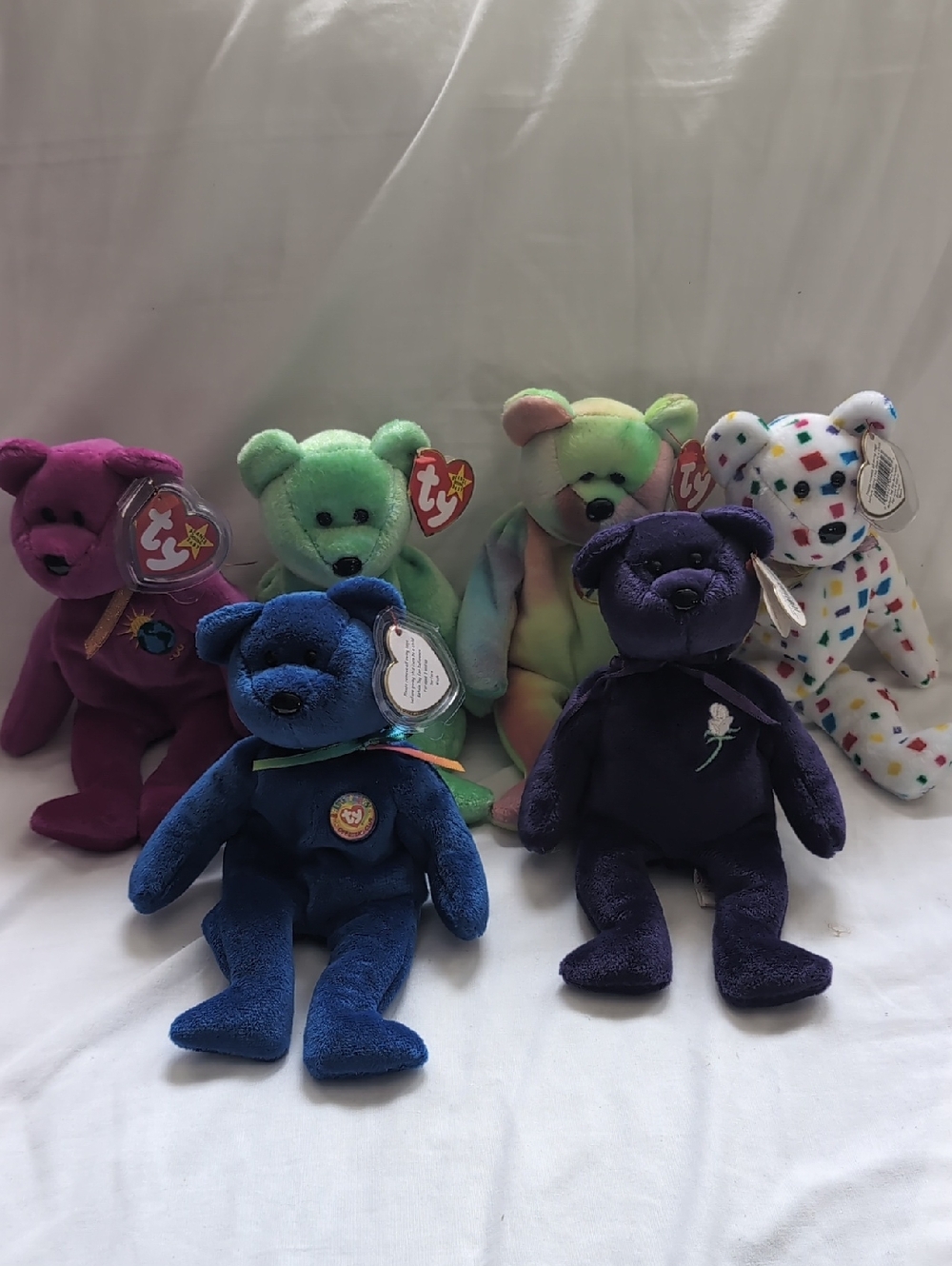 TY Beanie Baby Bear Collection Kicks, Ty 2K, Princess, Clubby, Peace Millenium